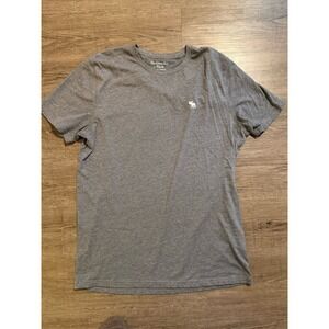 Abercrombie & Fitch Gray T-shirt White Embroidered Moose Buck Mens L